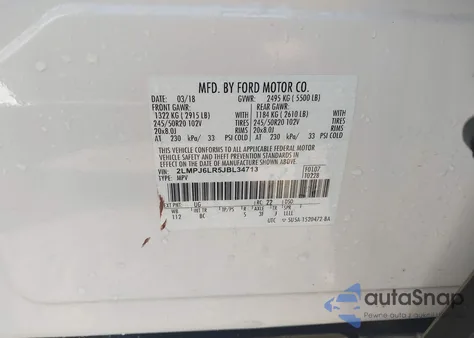 2018 Lincoln Mkx Reserve z USA, uszkodzony, nr VIN 2LMPJ6LR5JBL34713